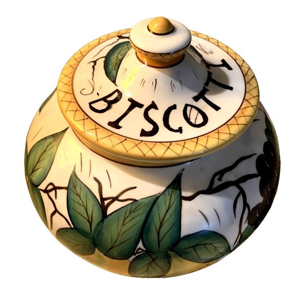 Ganz Bella Casa Valerio Other - VINTAGE GANZ BELLA CASA VALERIO MAJOLICA BISCOTTI COOKIE JAR ITALY